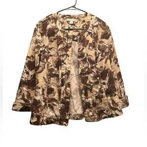 Coldwater Creek Brown and Cream Floral Cape Jacket